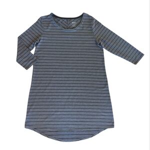 Gilligan & O'Malley Striped Heathered Nightgown Dress Sleepwear  XL Grey Black